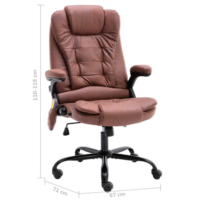 Chaise de bureau de massage marron clair similicuir daim – Image 6