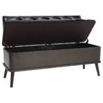 Banc de rangement avec dossier 110 cm Noir Similicuir – Image 2