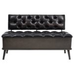 Banc de rangement avec dossier 110 cm Noir Similicuir – Image 3
