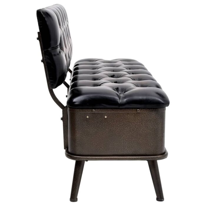 Banc de rangement avec dossier 110 cm Noir Similicuir – Image 4