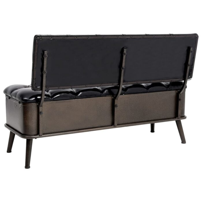 Banc de rangement avec dossier 110 cm Noir Similicuir – Image 5