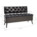 Banc de rangement avec dossier 110 cm Noir Similicuir – Image 8
