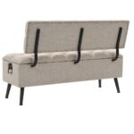 Banc de rangement avec dossier 110 cm Crème Tissu – Image 4