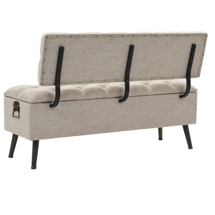 Banc de rangement avec dossier 110 cm Crème Tissu – Image 4
