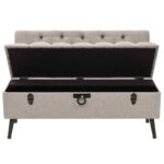 Banc de rangement avec dossier 110 cm Crème Tissu – Image 5