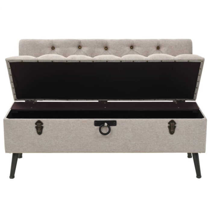 Banc de rangement avec dossier 110 cm Crème Tissu – Image 5