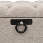 Banc de rangement avec dossier 110 cm Crème Tissu – Image 6