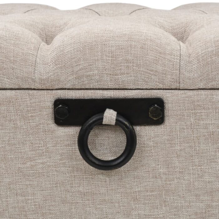 Banc de rangement avec dossier 110 cm Crème Tissu – Image 6