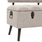 Banc de rangement avec dossier 110 cm Crème Tissu – Image 9