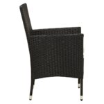 Chaises de jardin lot de 2 avec coussins Résine tressée Noir – Image 3