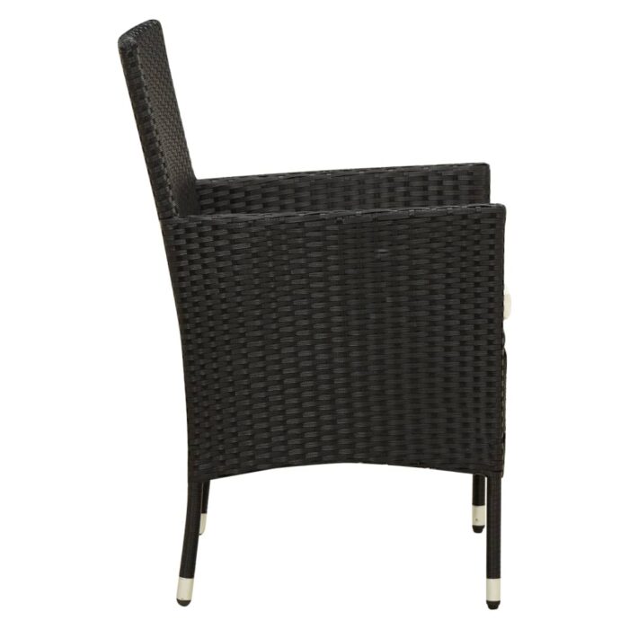 Chaises de jardin lot de 2 avec coussins Résine tressée Noir – Image 3