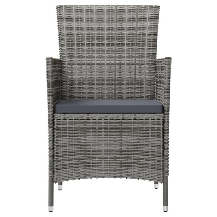 Chaises de jardin avec coussins lot de 2 Résine tressée Gris – Image 2