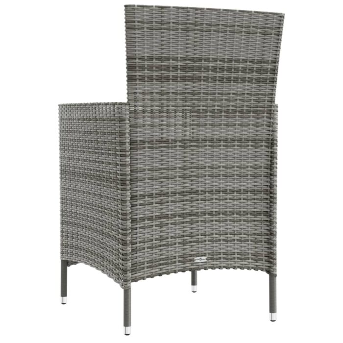Chaises de jardin avec coussins lot de 2 Résine tressée Gris – Image 4