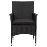 Chaises de jardin avec coussins lot de 4 Résine tressée Noir – Image 2