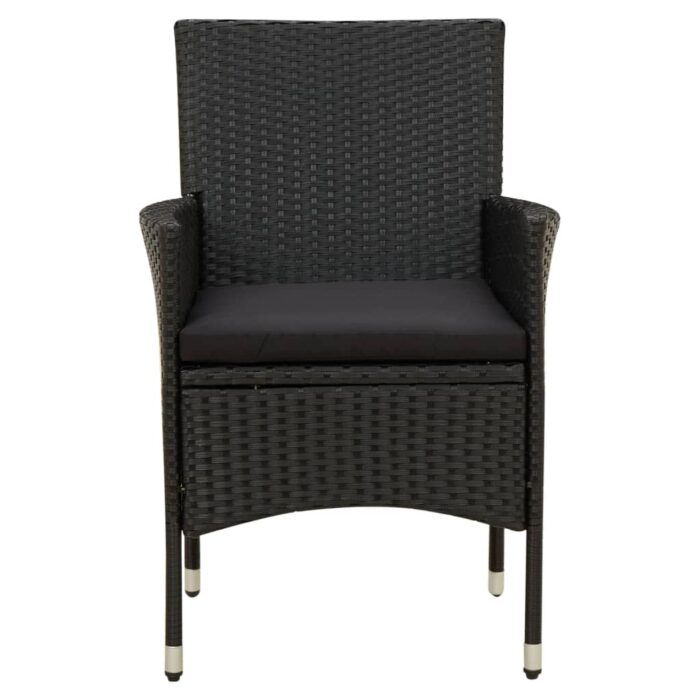 Chaises de jardin avec coussins lot de 4 Résine tressée Noir – Image 2