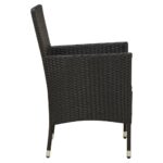 Chaises de jardin avec coussins lot de 4 Résine tressée Noir – Image 3