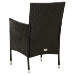 Chaises de jardin avec coussins lot de 4 Résine tressée Noir – Image 4