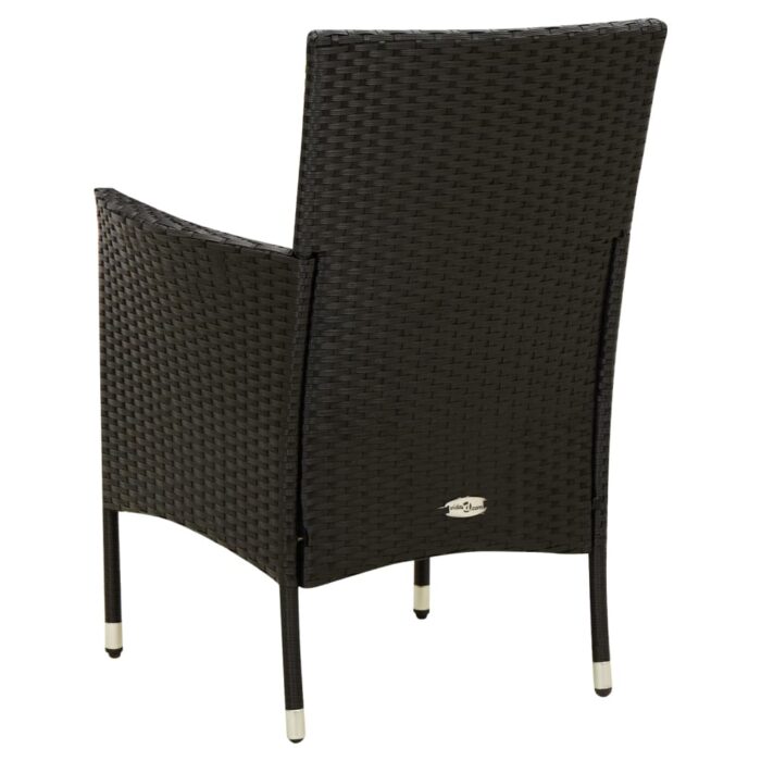 Chaises de jardin avec coussins lot de 4 Résine tressée Noir – Image 4