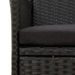 Chaises de jardin avec coussins lot de 4 Résine tressée Noir – Image 5