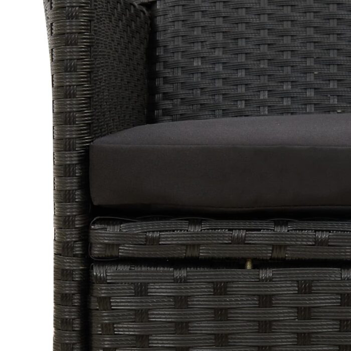 Chaises de jardin avec coussins lot de 4 Résine tressée Noir – Image 5