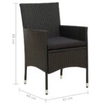 Chaises de jardin avec coussins lot de 4 Résine tressée Noir – Image 6