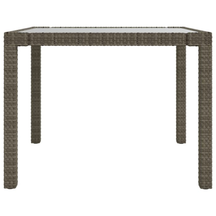 Table de jardin 90x90x75 cm Verre trempé et résine tressée Gris – Image 2