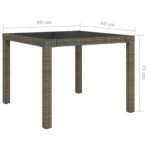 Table de jardin 90x90x75 cm Verre trempé et résine tressée Gris – Image 4