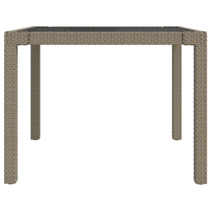 Table de jardin 90x90x75cm Verre trempé et résine tressée Beige – Image 2
