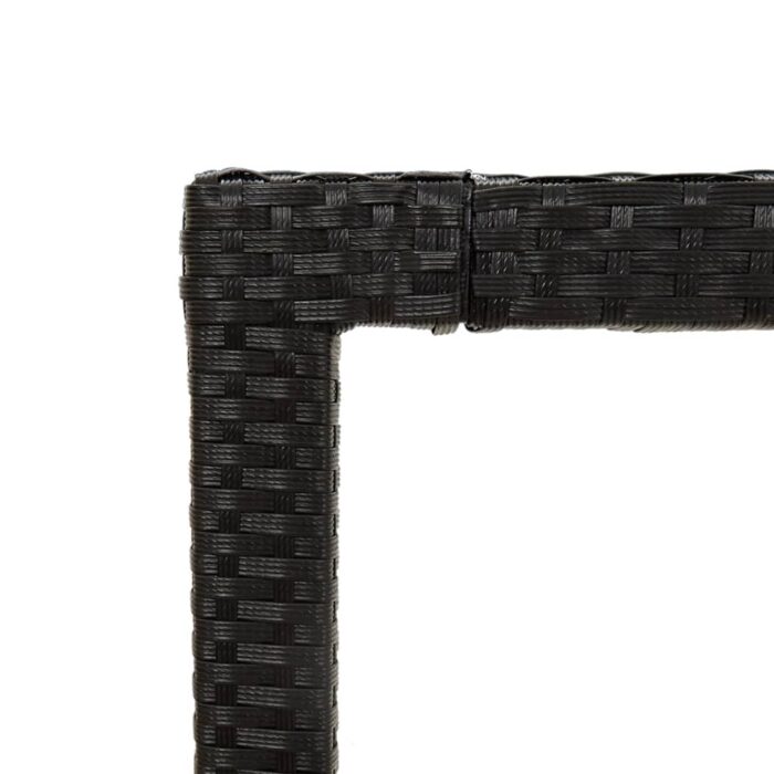 Table de jardin 150x90x75cm Verre trempé et résine tressée Noir – Image 3