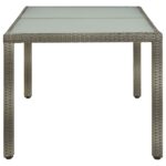 Table de jardin 150x90x75 cm Verre trempé et poly rotin Gris – Image 2