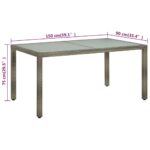 Table de jardin 150x90x75 cm Verre trempé et poly rotin Gris – Image 4