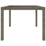 Table de jardin 150x90x75 cm Verre trempé et poly rotin Gris – Image 2