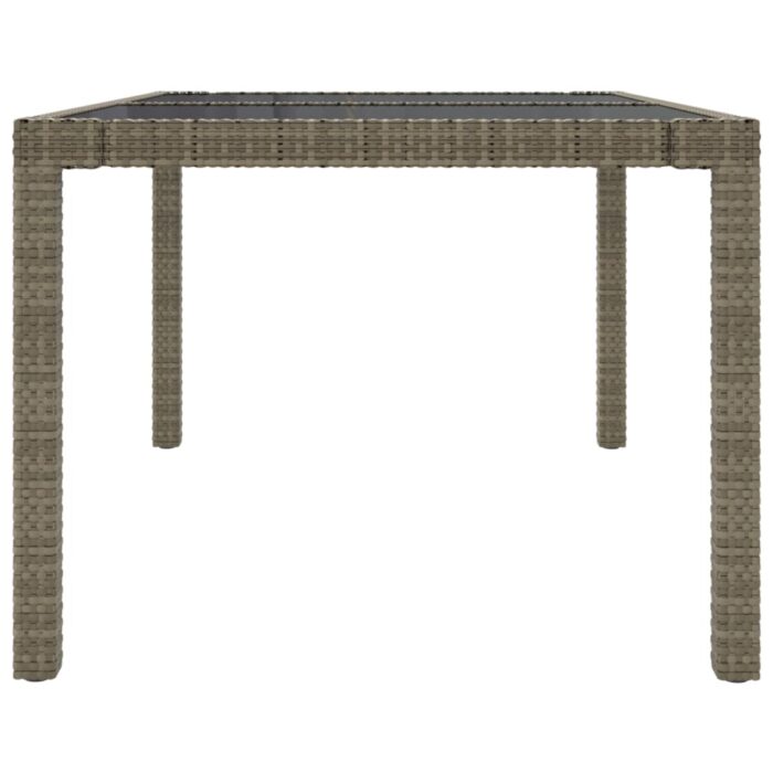 Table de jardin 150x90x75 cm Verre trempé et poly rotin Gris – Image 2