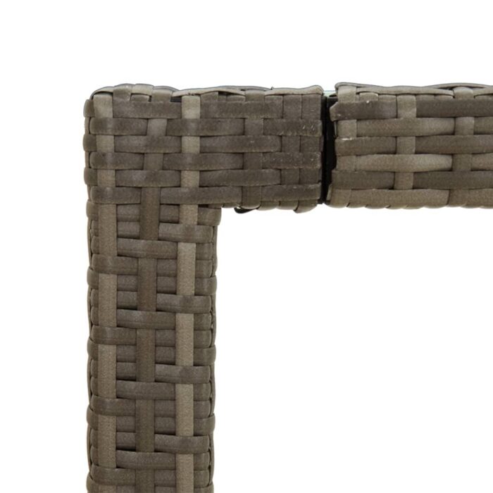 Table de jardin 150x90x75 cm Verre trempé et poly rotin Gris – Image 3