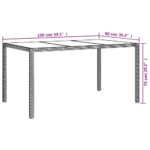 Table de jardin 150x90x75 cm Verre trempé et poly rotin Gris – Image 4