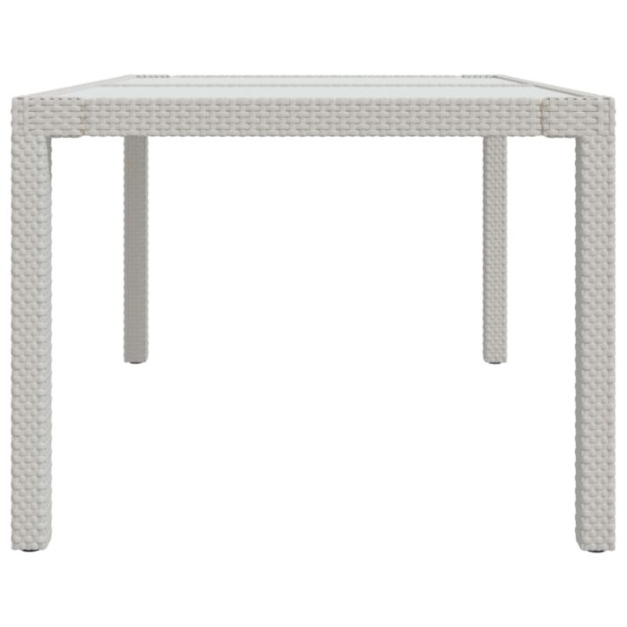 Table de jardin 150x90x75 cm Verre trempé/résine tressée Blanc – Image 2