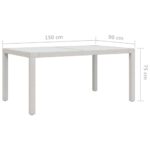 Table de jardin 150x90x75 cm Verre trempé/résine tressée Blanc – Image 4