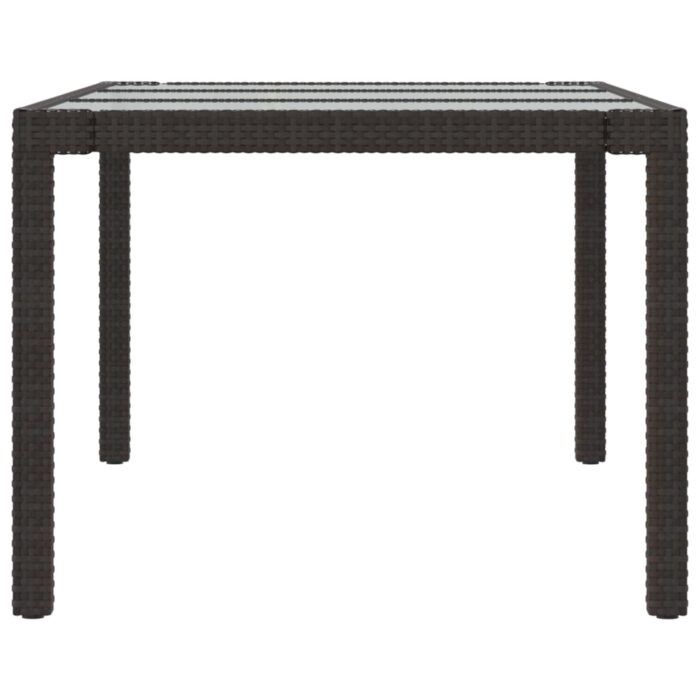 Table de jardin Marron 190x90x75 cm Verre trempé/résine tressée – Image 2