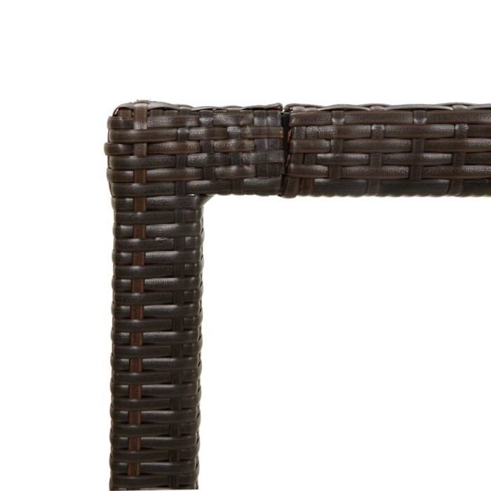 Table de jardin Marron 190x90x75 cm Verre trempé/résine tressée – Image 3
