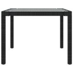 Table de jardin Noir 190x90x75 cm Verre trempé/résine tressée – Image 2