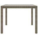 Table de jardin Gris 190x90x75 cm Verre trempé/résine tressée – Image 2
