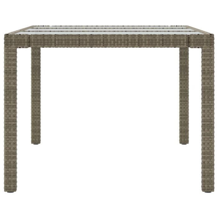 Table de jardin Gris 190x90x75 cm Verre trempé/résine tressée – Image 2