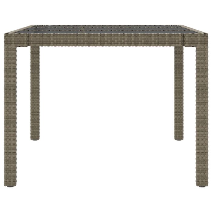 Table de jardin Gris 190x90x75 cm Verre trempé/résine tressée – Image 2