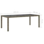 Table de jardin Gris 190x90x75 cm Verre trempé/résine tressée – Image 4