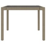 Table de jardin Beige 190x90x75 cm Verre trempé/résine tressée – Image 2