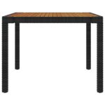 Table de jardin 190x90x75 cm Résine tressée et bois acacia Noir – Image 2