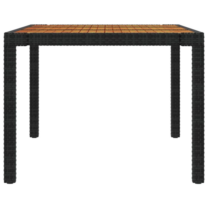 Table de jardin 190x90x75 cm Résine tressée et bois acacia Noir – Image 2