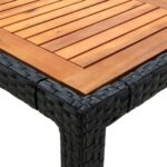 Table de jardin 190x90x75 cm Résine tressée et bois acacia Noir – Image 4