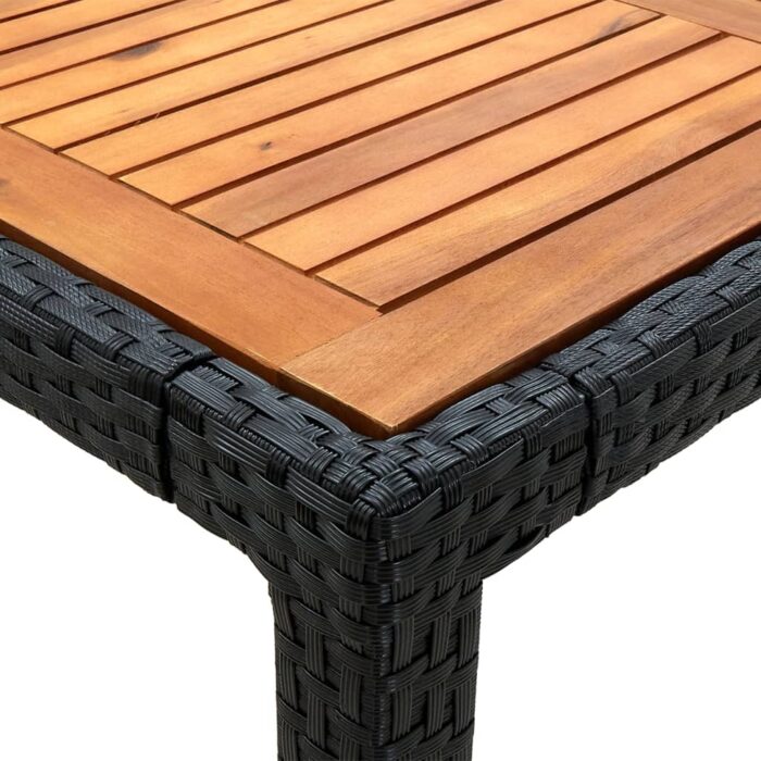 Table de jardin 190x90x75 cm Résine tressée et bois acacia Noir – Image 4