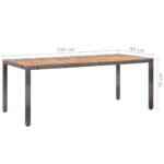 Table de jardin 190x90x75 cm Résine tressée/bois d'acacia Gris – Image 3